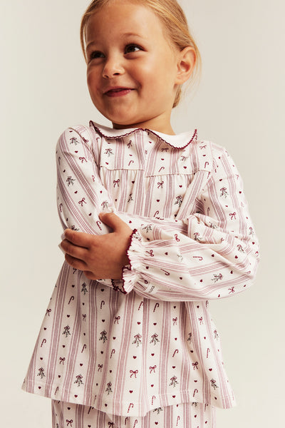 Kids white & red Christmas pyjamas with bows