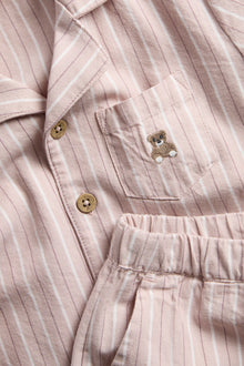 Kids pink striped pyjamas with embroidery