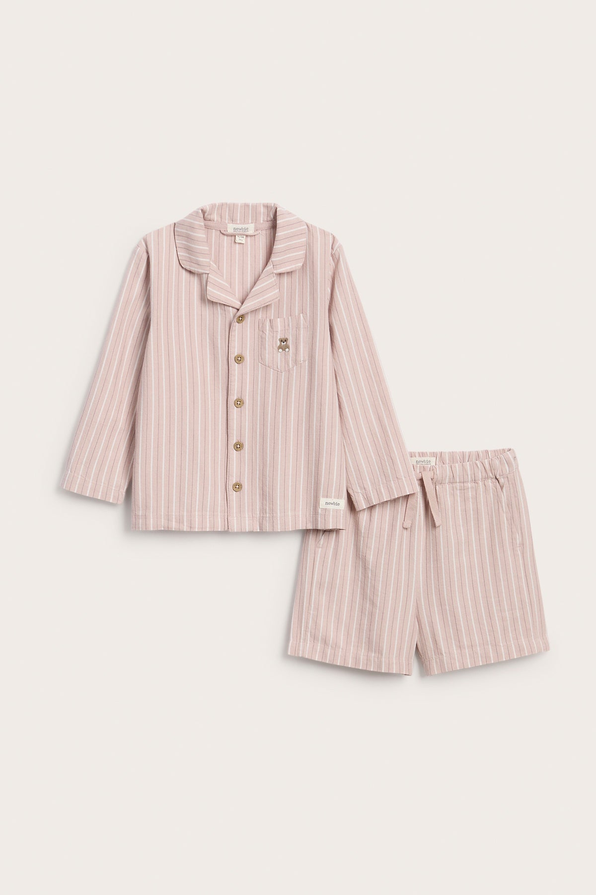 Kids pink striped pyjamas with embroidery