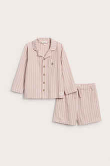Kids pink striped pyjamas with embroidery