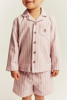 Kids pink striped pyjamas with embroidery