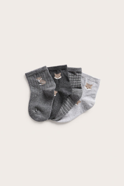 Baby grey foxes socks (4-pack)