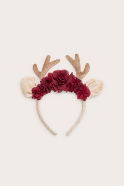 Kids brown & red tiara with flowers