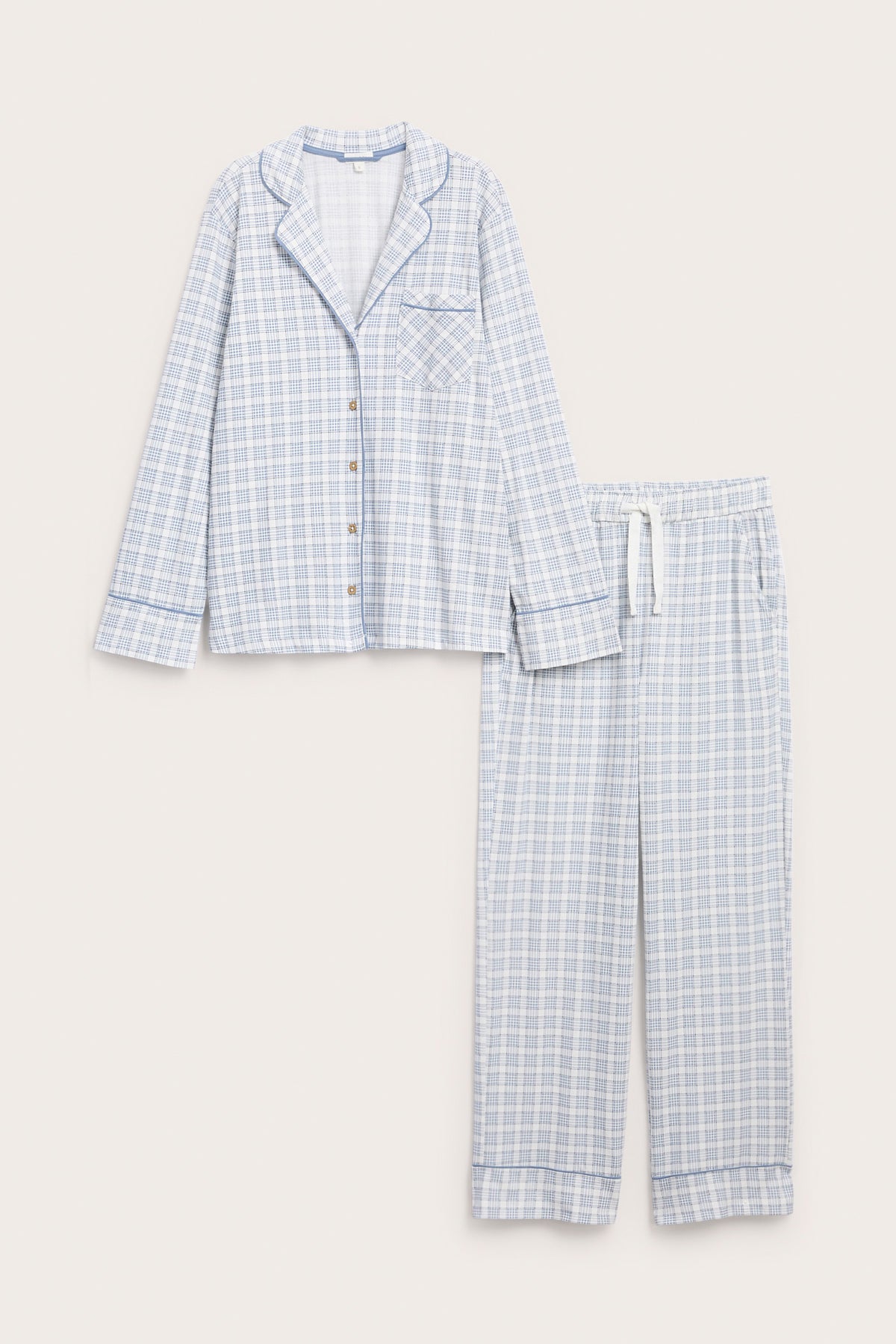 Women's blue & white checked pyjamas