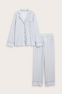 Women's blue & white checked pyjamas