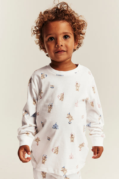 Kids white teddy bear motif pyjamas