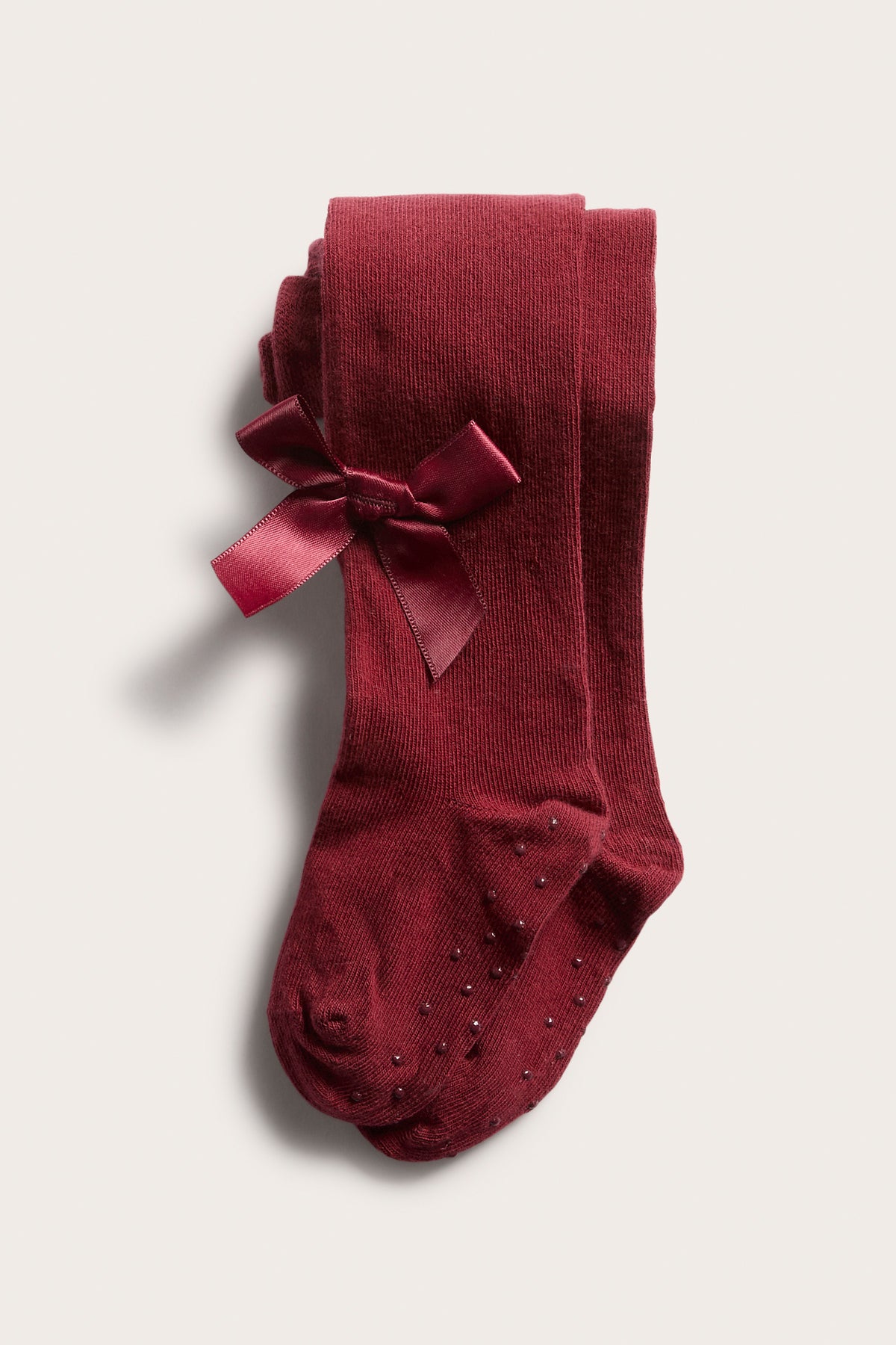 Baby red tights with satin bow