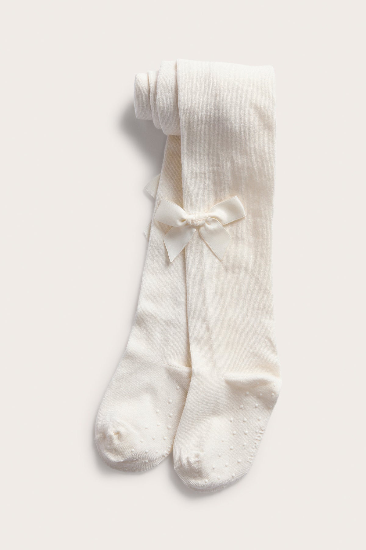 Kids white tights with a satin bow