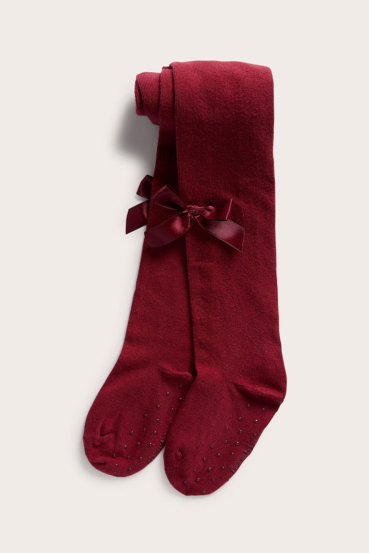 Kids red tights with a satin bow