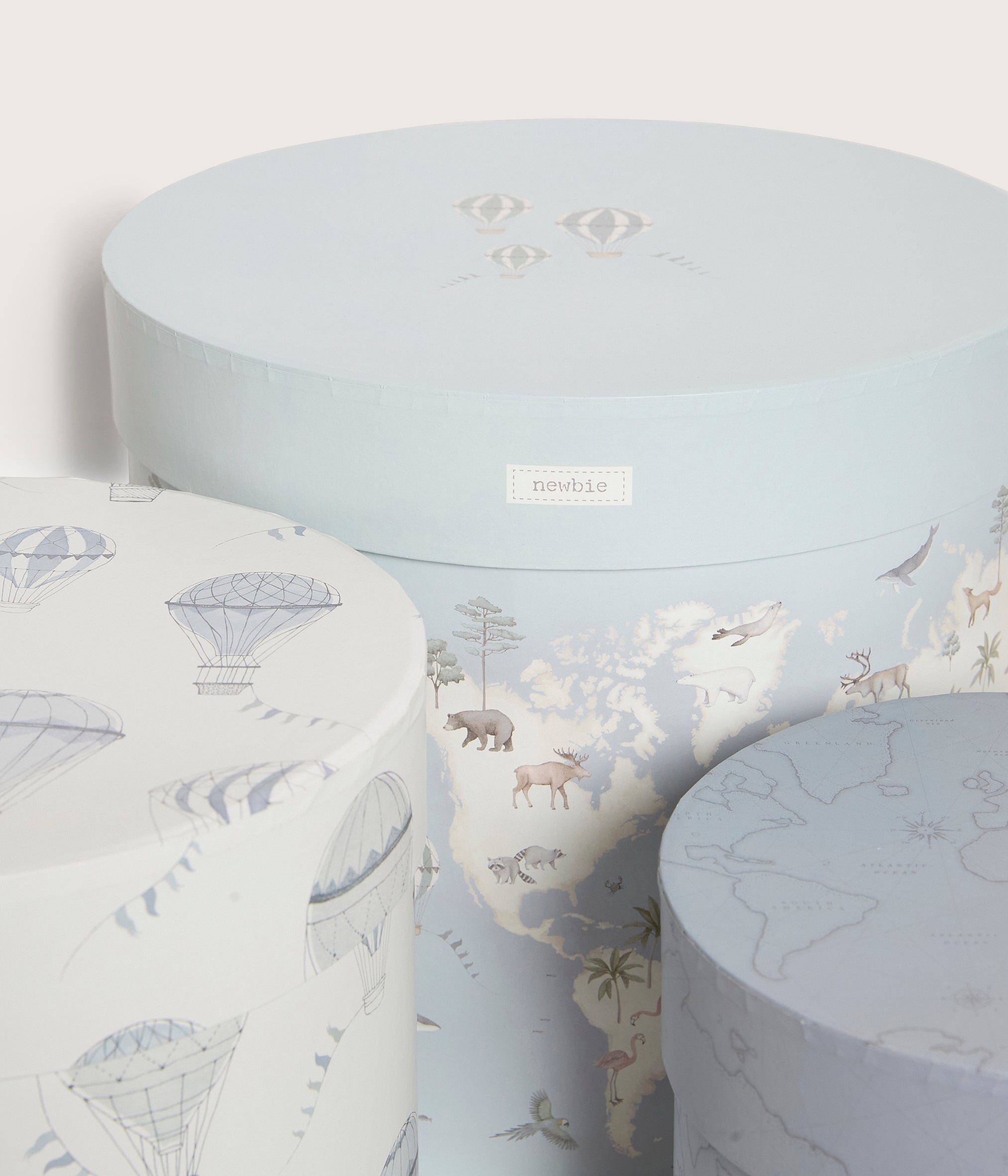 World atlas round paper boxes 3-pack