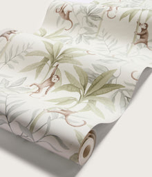 Jungle Friends white monkey wallpaper