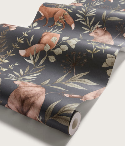 Wild Forest blue fox & bear wallpaper