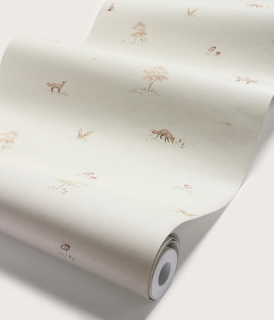 Little Fox beige wallpaper