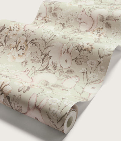 Magic Forest beige animal wallpaper
