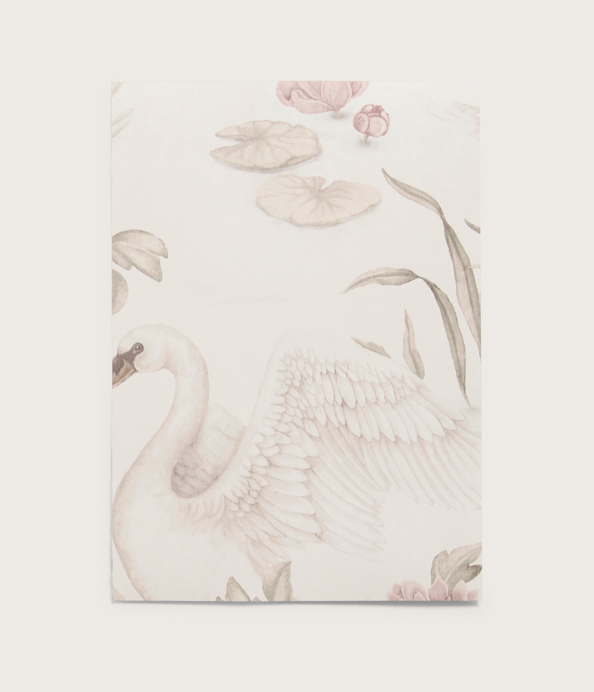 Lily swan beige wallpaper sample