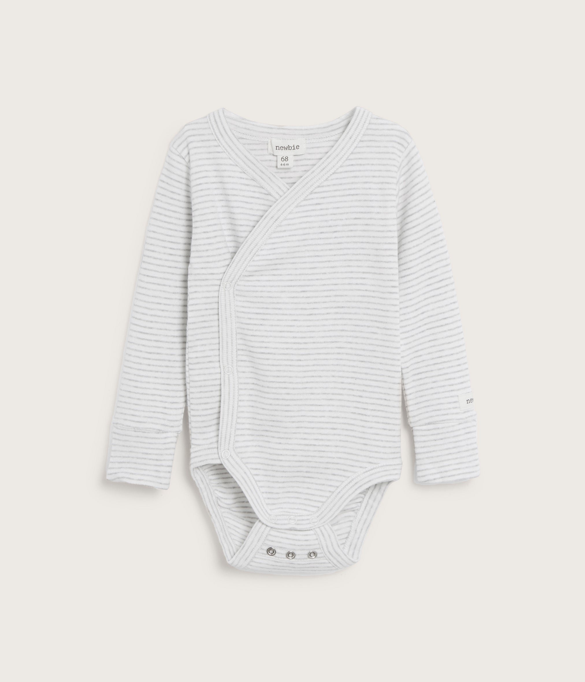 Baby grey striped wrap bodysuit