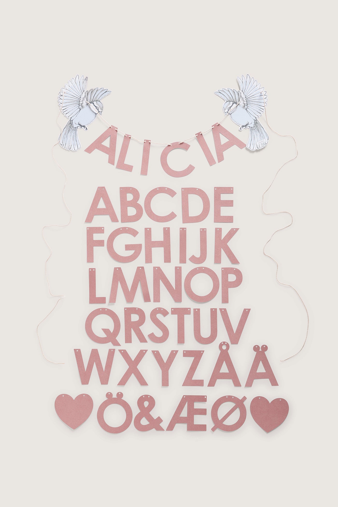 Pink garland with letters