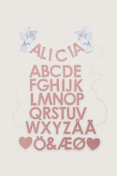 Pink garland with letters
