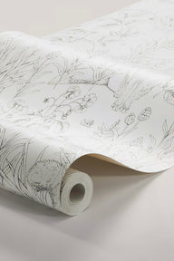 Forest Friends white wallpaper