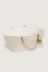 Beige quilted doll basket