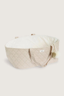 Beige quilted doll basket