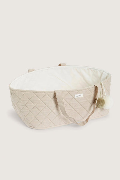 Beige quilted doll basket