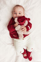 Baby red knitted christmas cardigan with bears