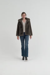 Womens brown faux fur jacket