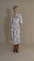 Womens white spring rose dress