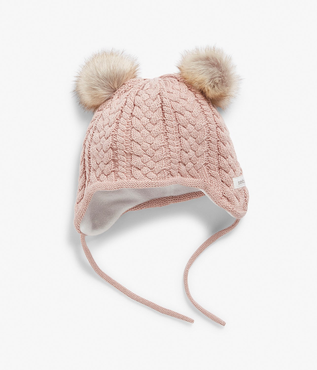 Baby & Kids pink knitted bonnet with pom pom