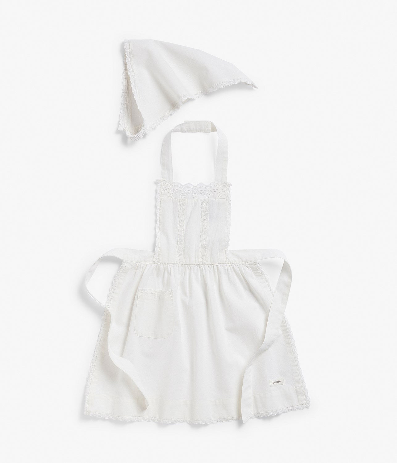 Kids white apron with schalett