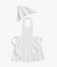 Kids white apron with schalett