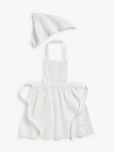 Kids white apron with schalett – Newbie