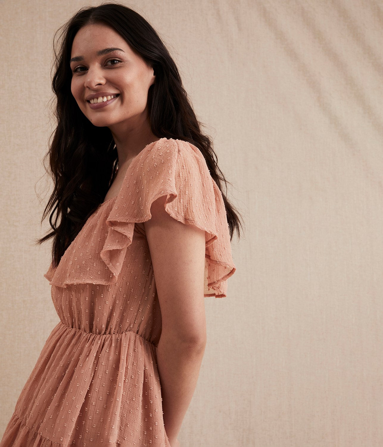 Womens pink chiffon dress