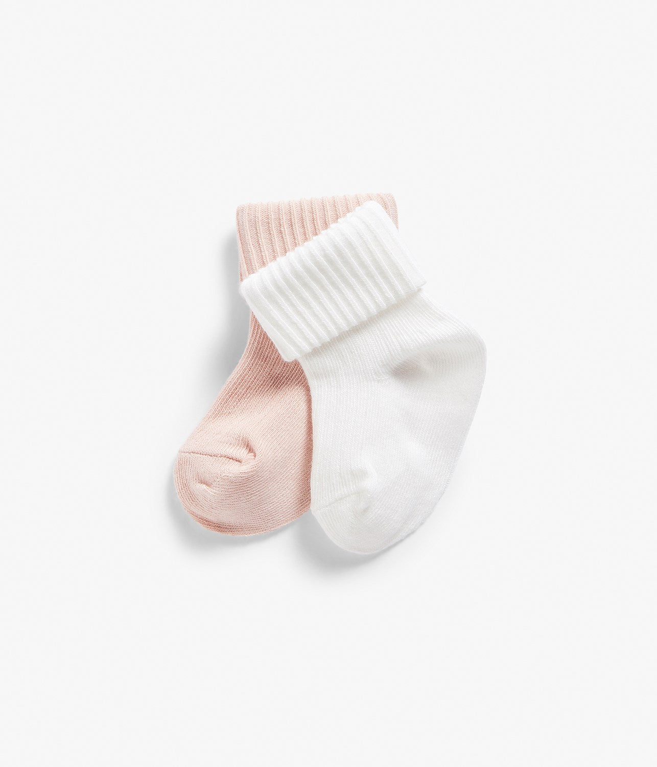 Baby pink/white folded cuff socks 2pk – Newbie