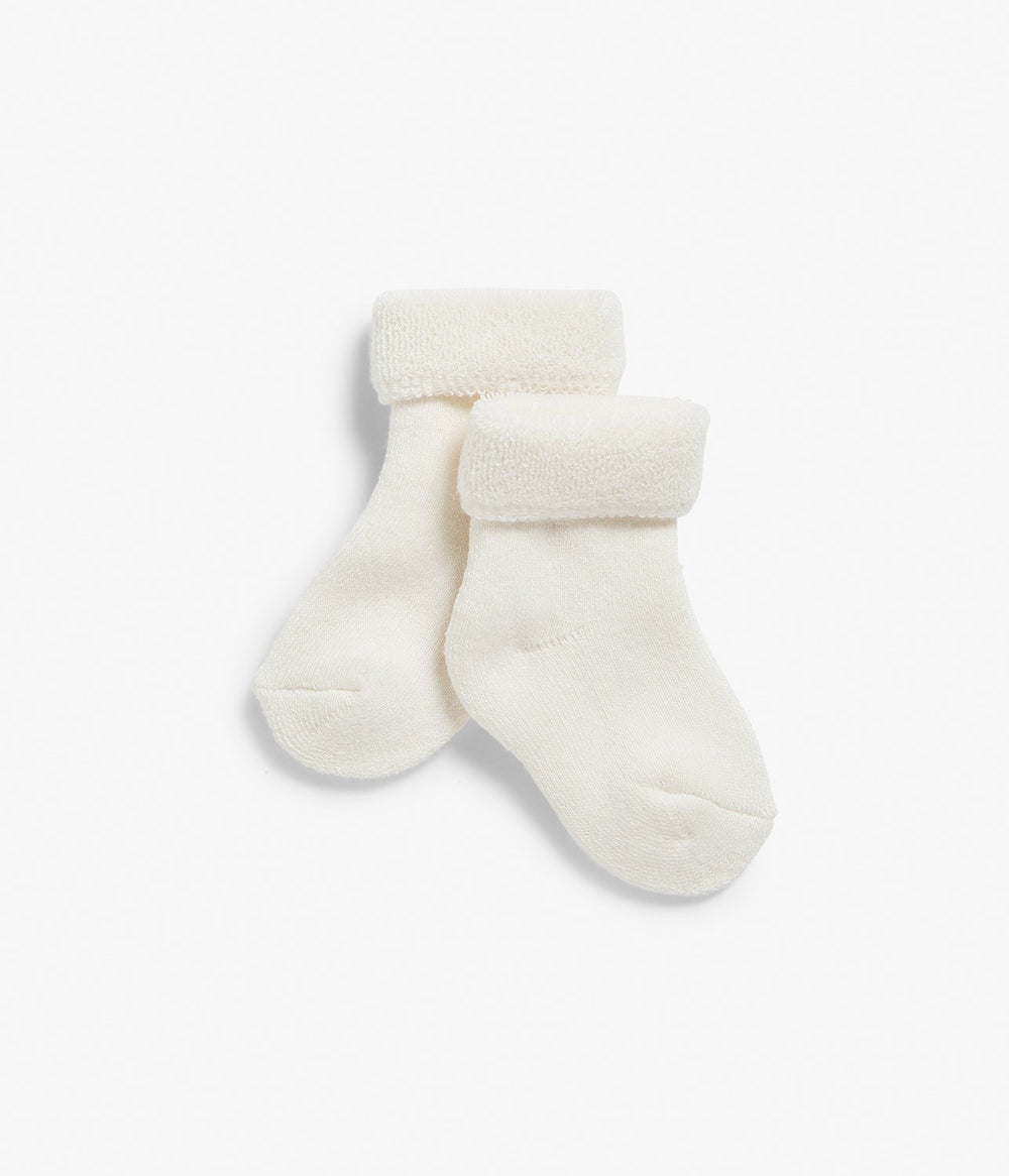 Baby white terry socks 2pk – Newbie