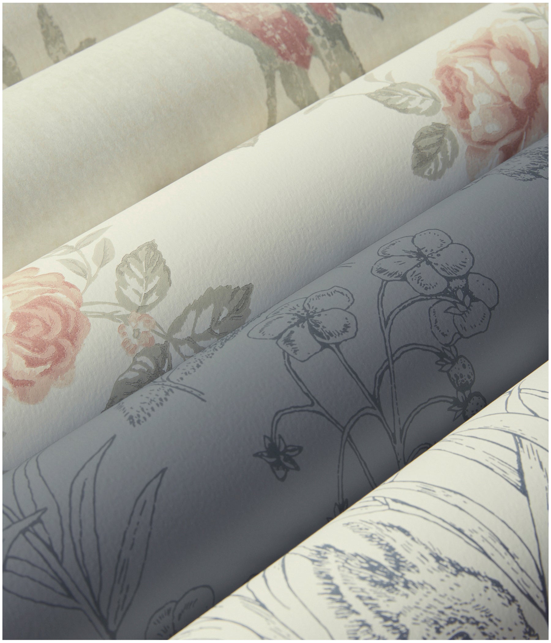 Rose Garden white wallpaper