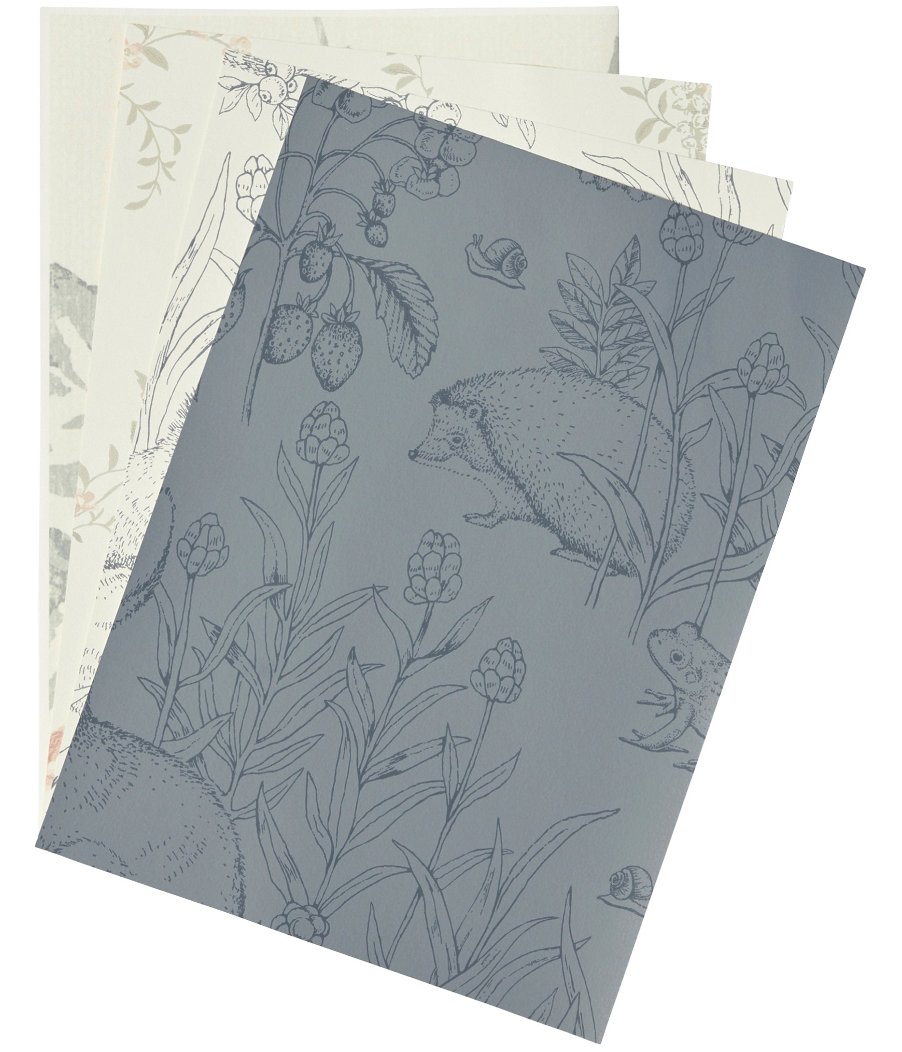 Forest Friends gray blue wallpaper sample