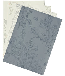 Forest Friends gray blue wallpaper sample