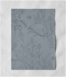 Forest Friends gray blue wallpaper sample