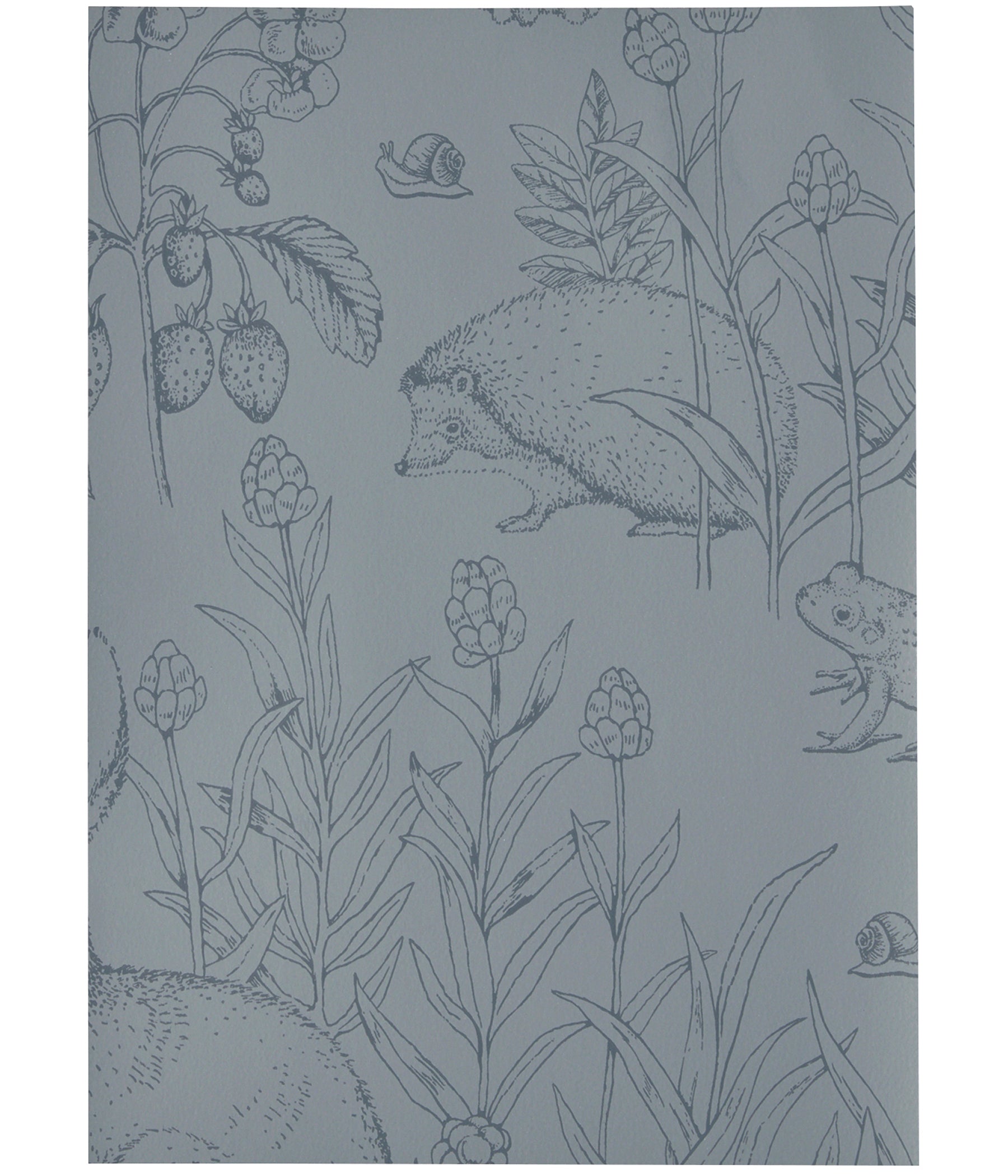 Forest Friends gray blue wallpaper sample