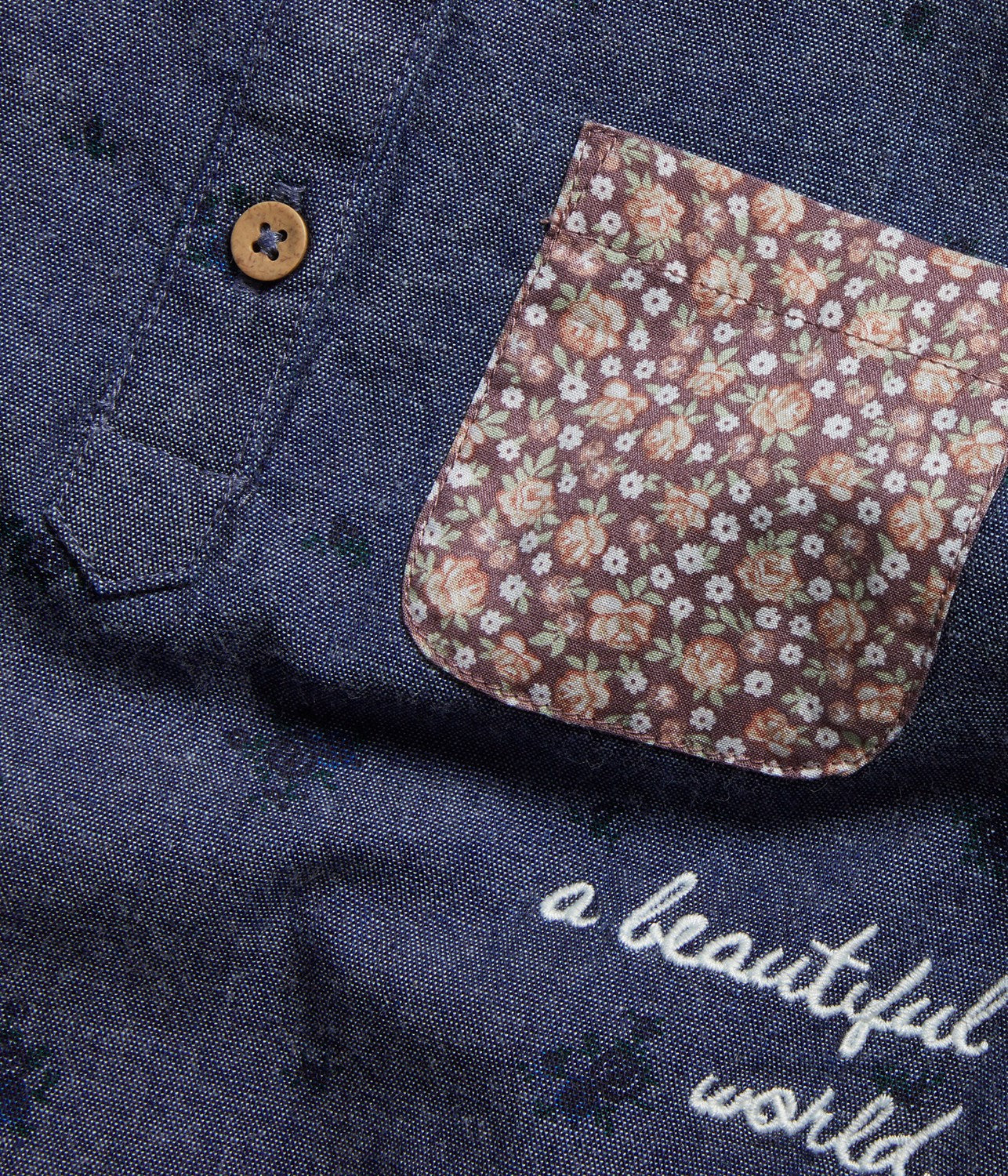 Kids blue shirt with embroidery