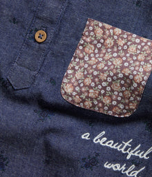 Kids blue shirt with embroidery