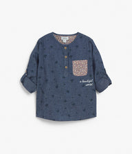 Kids blue shirt with embroidery