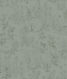 Forest Friends green wallpaper