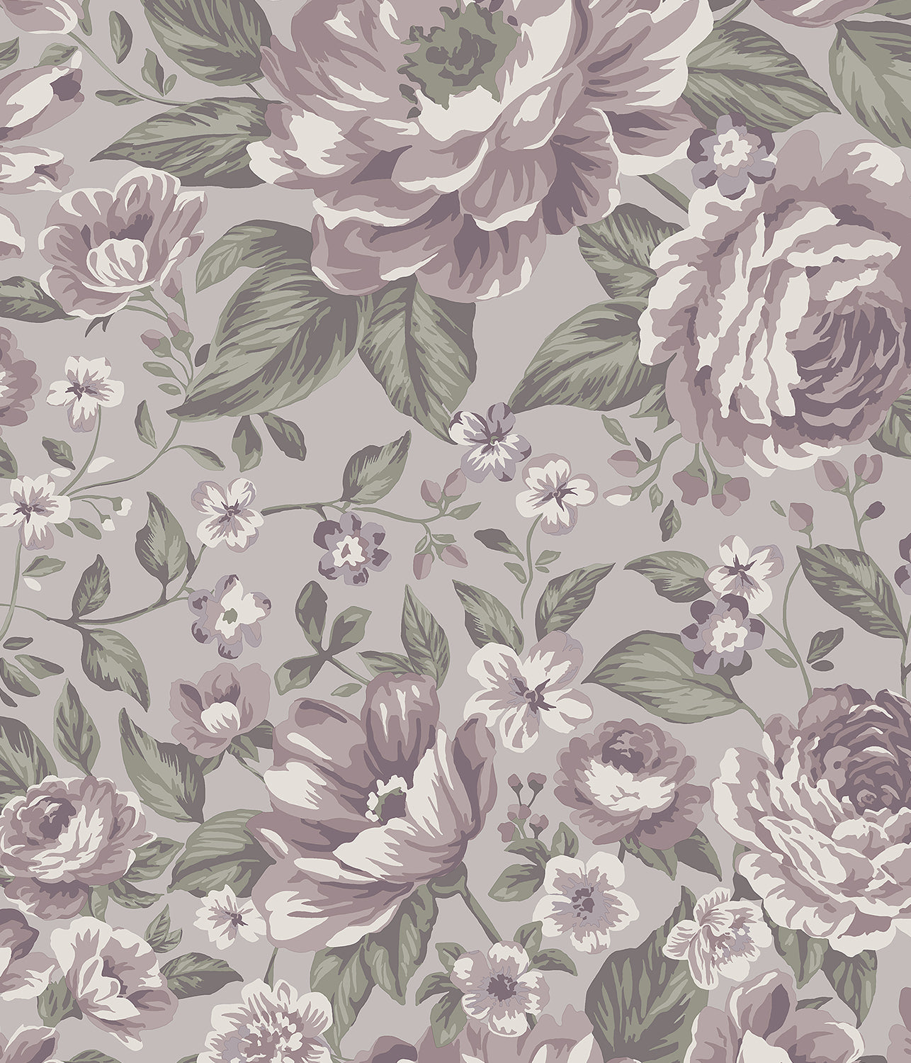 Rosie lilac floral wallpaper