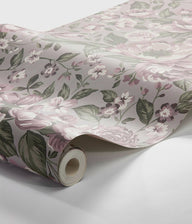 Rosie lilac floral wallpaper