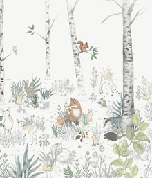 Magic Forest Mural coral wallpaper