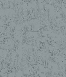 Forest Friends blue wallpaper