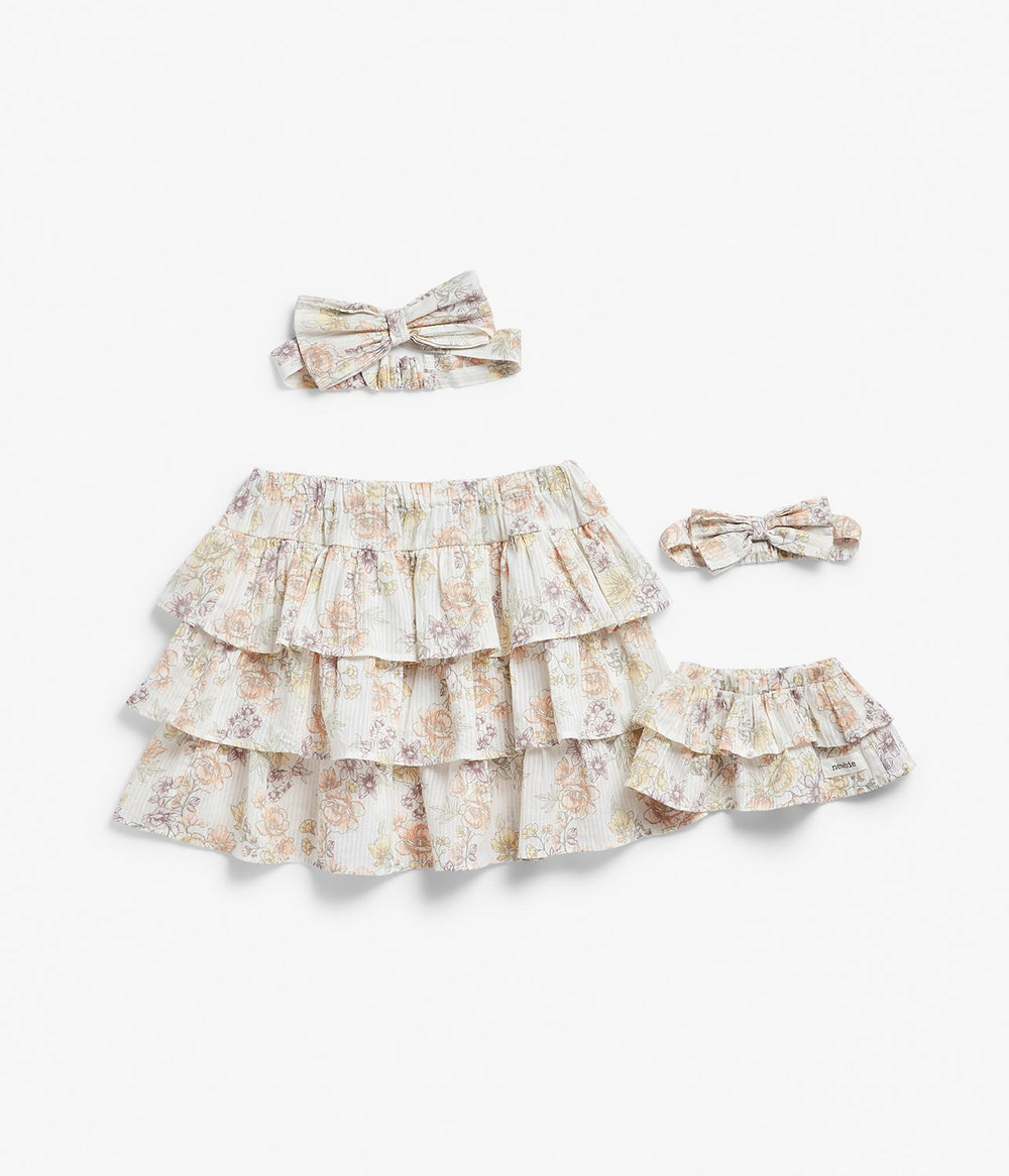 White ruffle hot sale skirt set